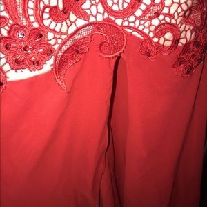 Red lace prom dress
